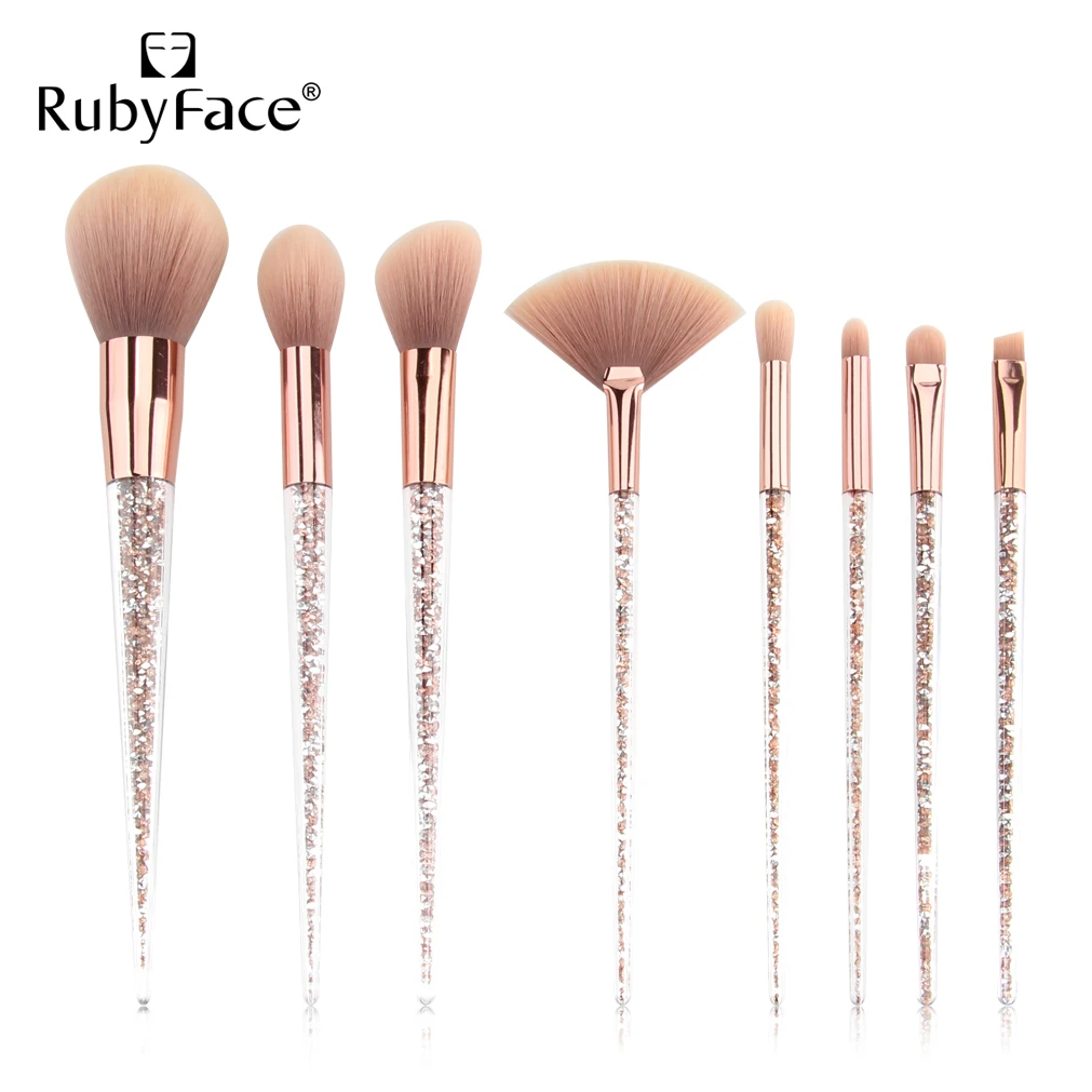 
Makeup Brushes 8 Pcs Brush Set Crystal Diamond Handler 