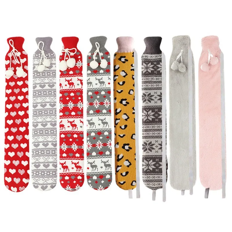 Extra Long Rubber Hot Water Bottle Great for Pain Relief For Back, Neck, Legs Christmas Gifts For Women