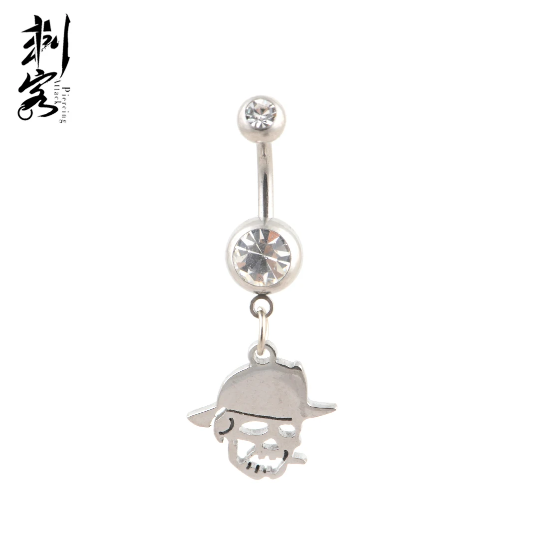 Surgical Steel Crystal Belly Button Rings Punk Skull Design Navel Rings Body Piercing Jewelry