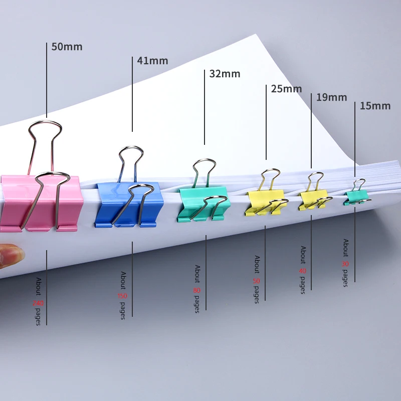 Hot sale china manufacturers stationary items office school colors paper clip metal paper binder clips