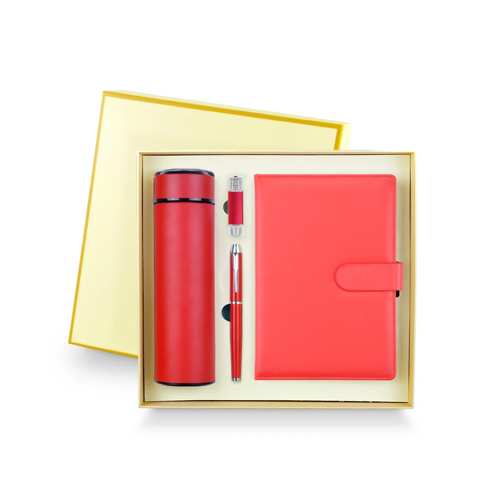 Promo Business Gift Set Notebook Pen Water Bottle USB Drive set Custom Promotional Gift Set