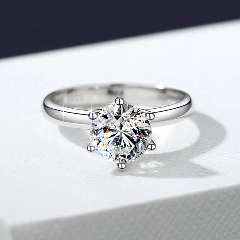 hot sale Fine Jewelry factory Price wholesale fine VVs1 Moissanite diamond S925 silver Sterling Promise ring For Wedding