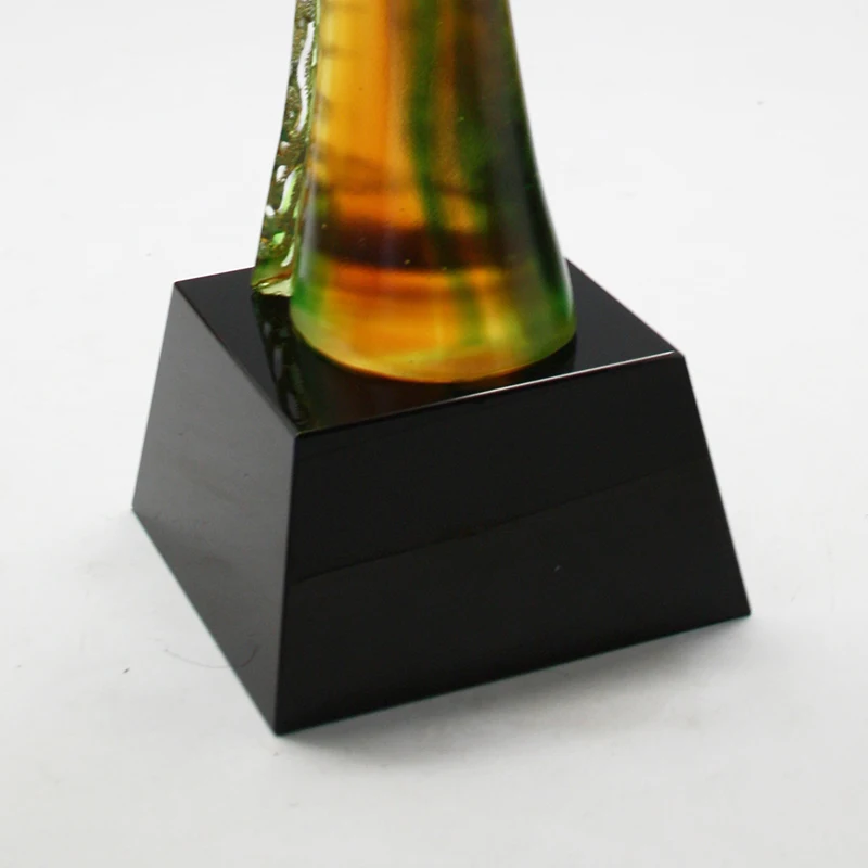 Jadevertu liuli decennial award trophy for the tenth 10th anniversary crystal awards glass trofeos