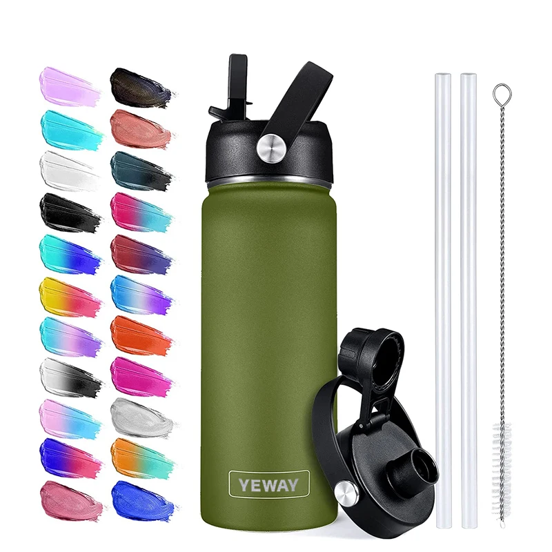 YEWAY Custom printed stainless steel double wall vacuum insulate sports hiking water bottles thermos flask in stock