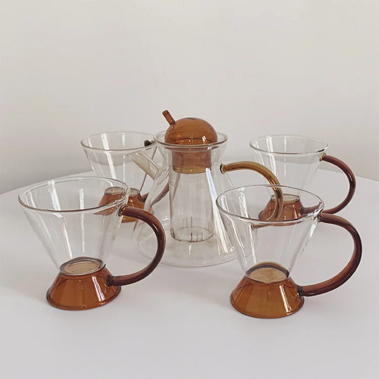 Wholesale High Quality Transparent Borosilicate Heat Resistant Stainless Glass Teapots With Infuser