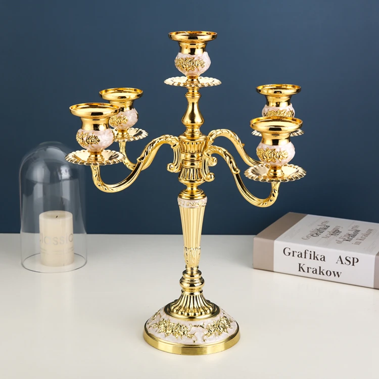 Candlestick Holder Set New Round Iron Cast Metal Gold Wedding Centerpieces Candelabra For Taper