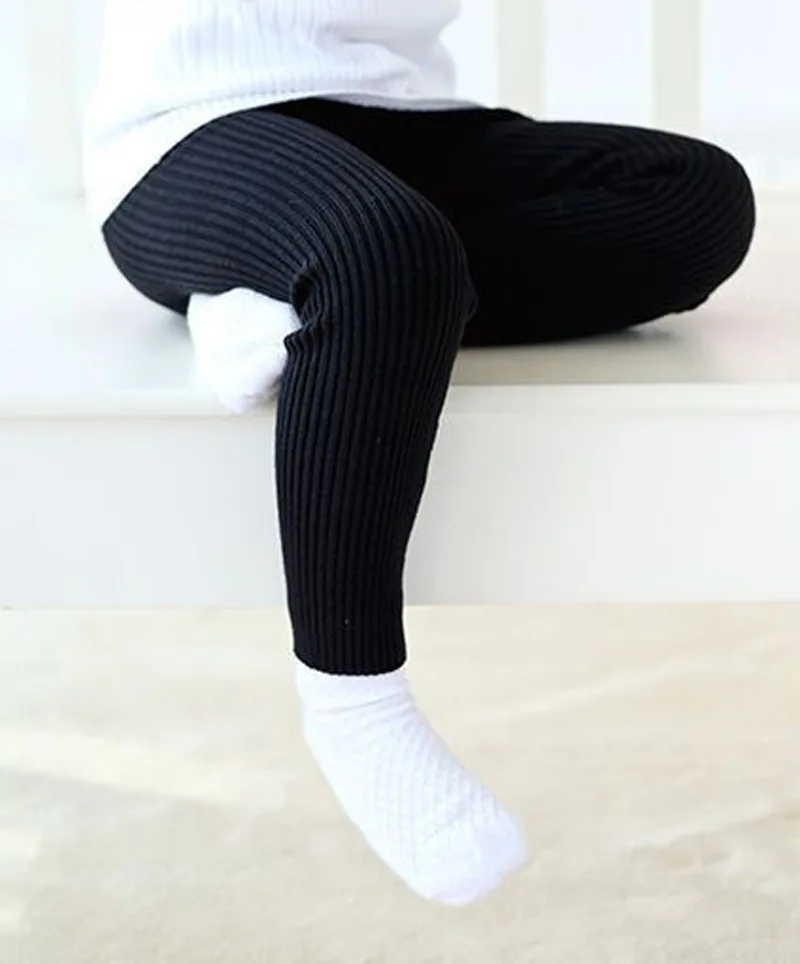 
2020 newborn infant autumn winter plain straight tights kids tight pencil cotton ribbon leggings baby pants 