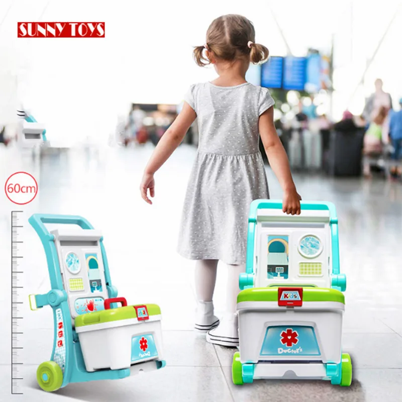3 in 1 pretend play doctor kit suitcase toys educational plastic kids doctor cart toy for boys girls