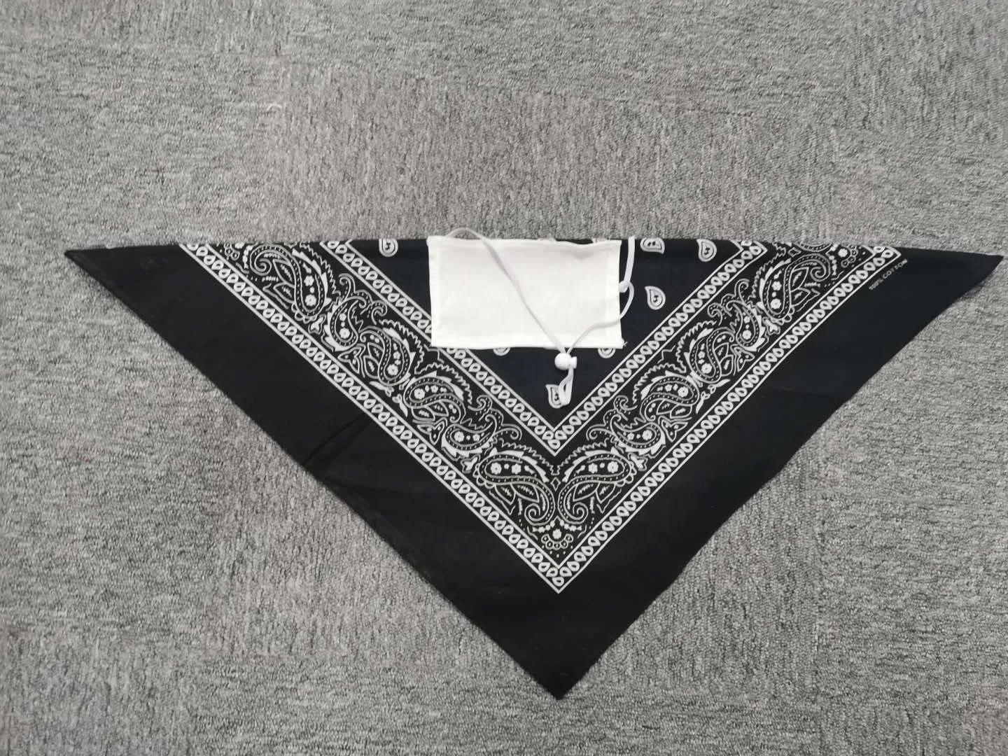 
Custom headwear organic cotton face bandana scarf with filter pocket 