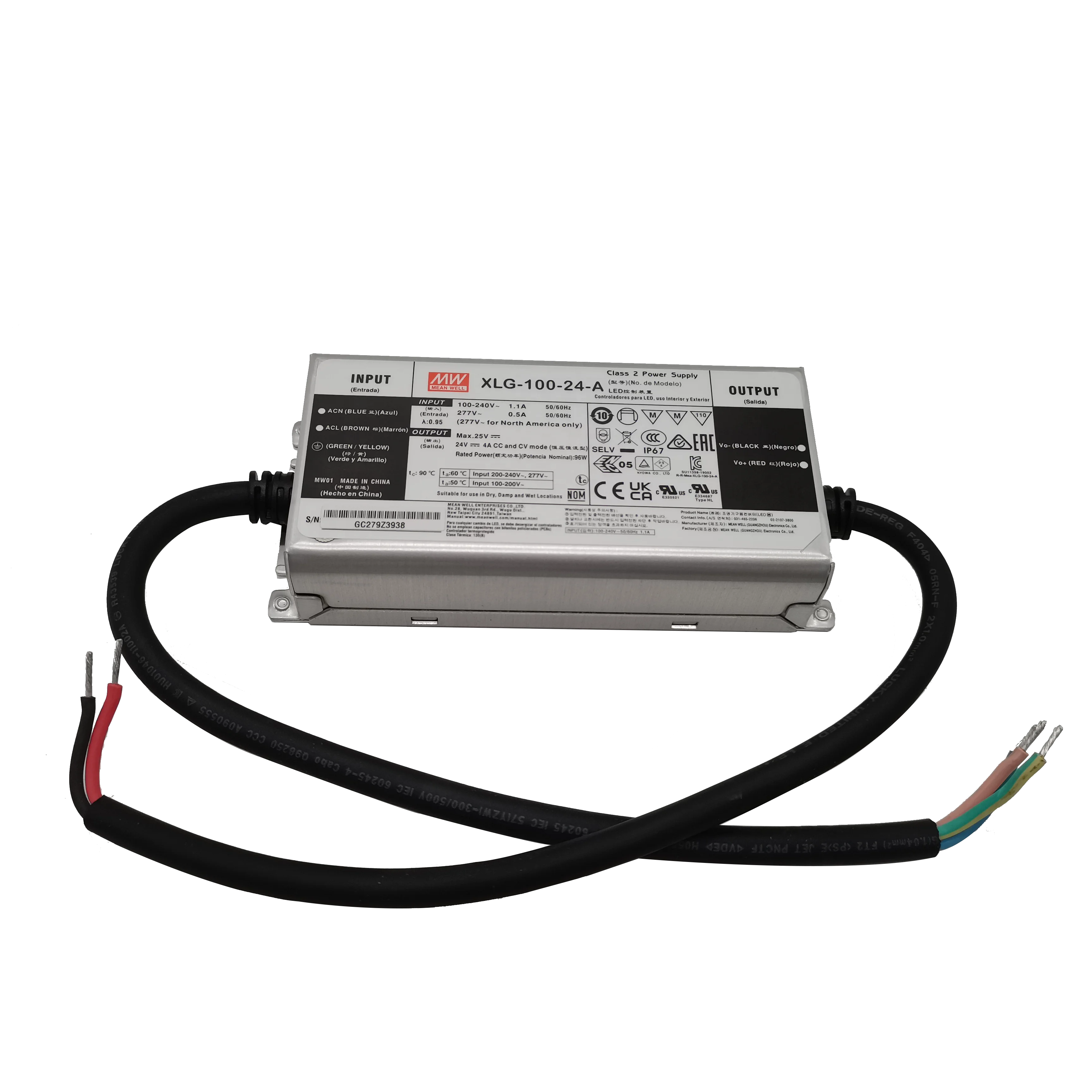 Original Meanwell LED Driver XLG Series AC/DC Driver IP67 Mean Well Constant Power Mode With DALI-2 LED Driver Warranty 5 Years