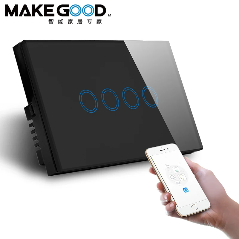 Makegood AU/US Standard  Support Alexa Google Control 4gang zigbee touch switch  with SAA Certificate