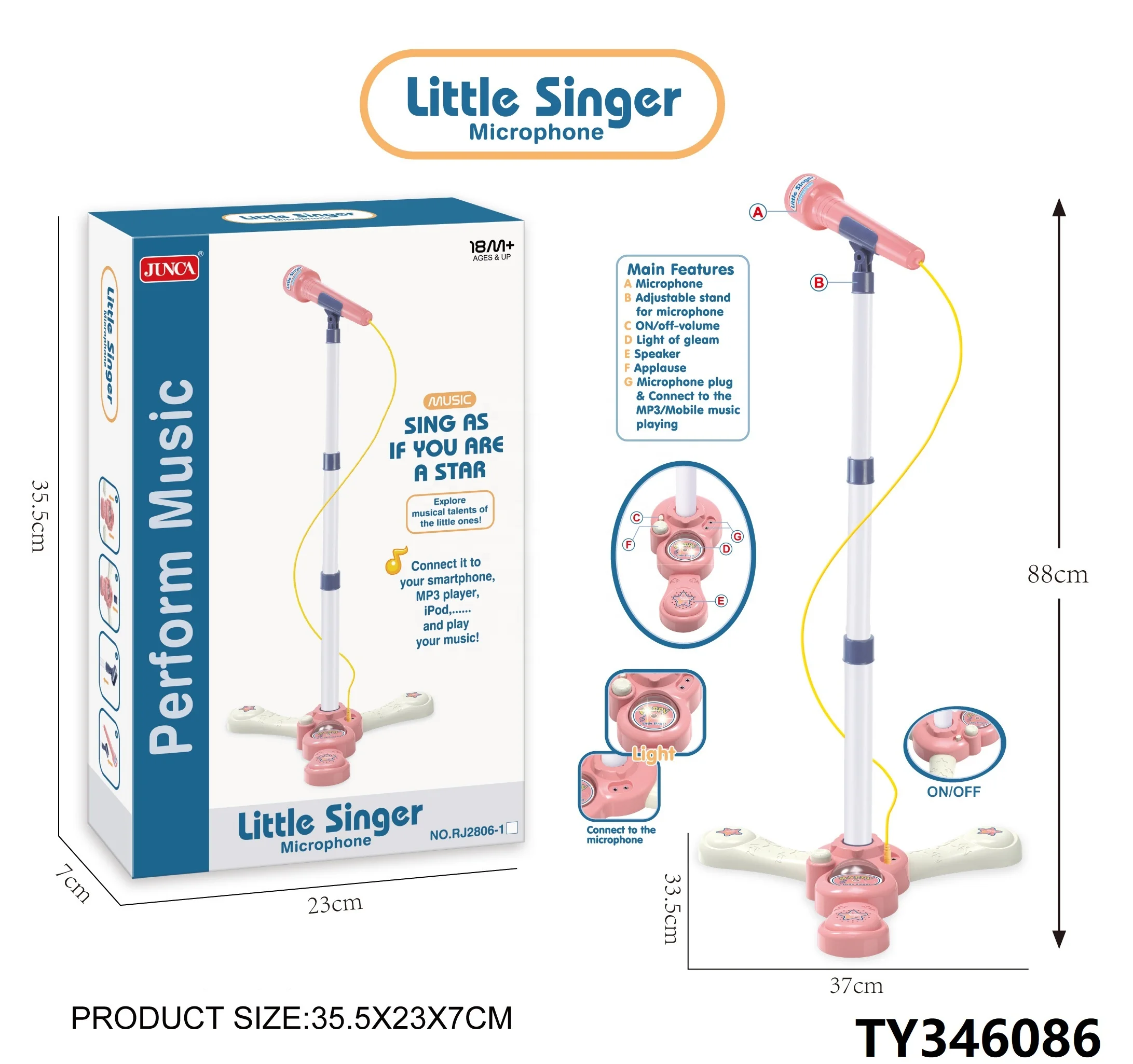 New Item Kids Karaoke Machine Adjustable Stand Electric Microphone for Kids