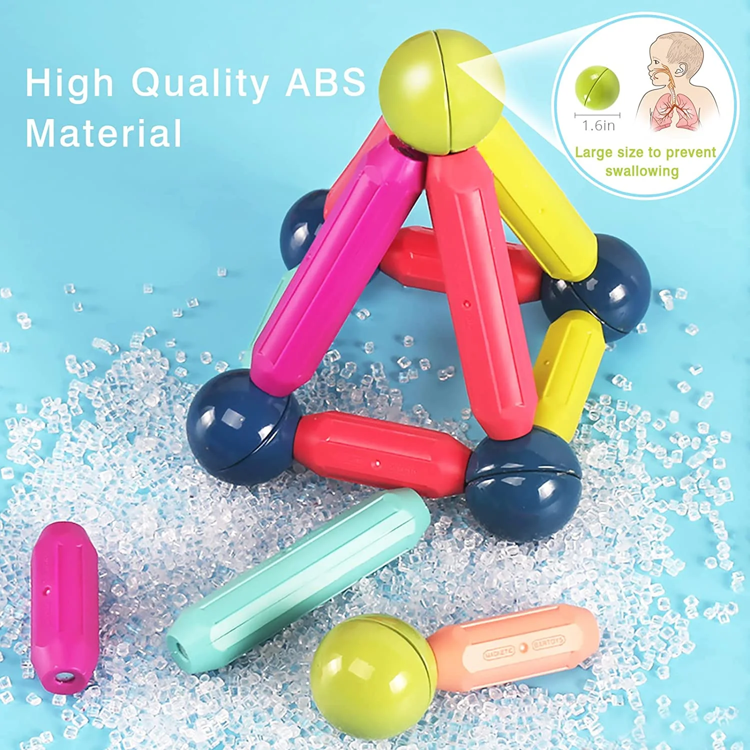 New Arrival Strong Permanent Magnet Stick Magnetic Rods and Balls Building Blocks Toy for Kids