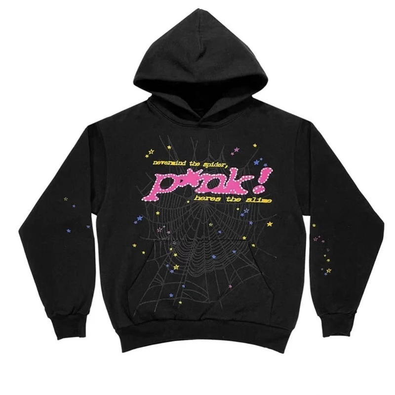 young thug spider hoodie french terry  sp5der hoodie pink puff print sweatshirt