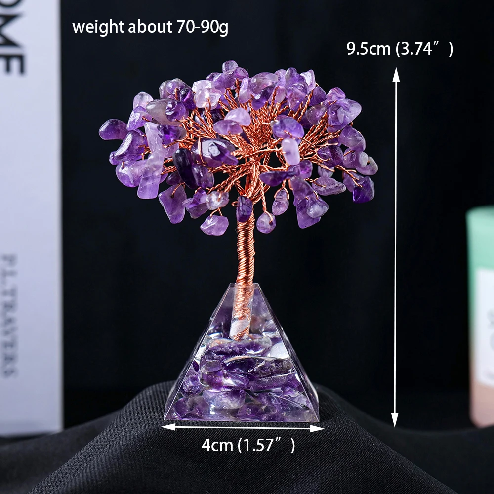 Wholesale Natural Energy Crystal Tree Gemstone Pyramid Base Chip Crystal Stone Tree Of Life Home Decoration