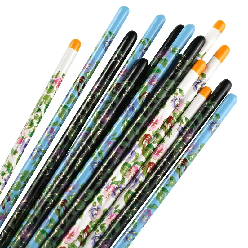 5PCS set Nail Art Brushes Wood Flower Acrylic Gel UV Polish Painting Builder DIY Salon Pen Flat Brush Kit Styling Tools Manicure