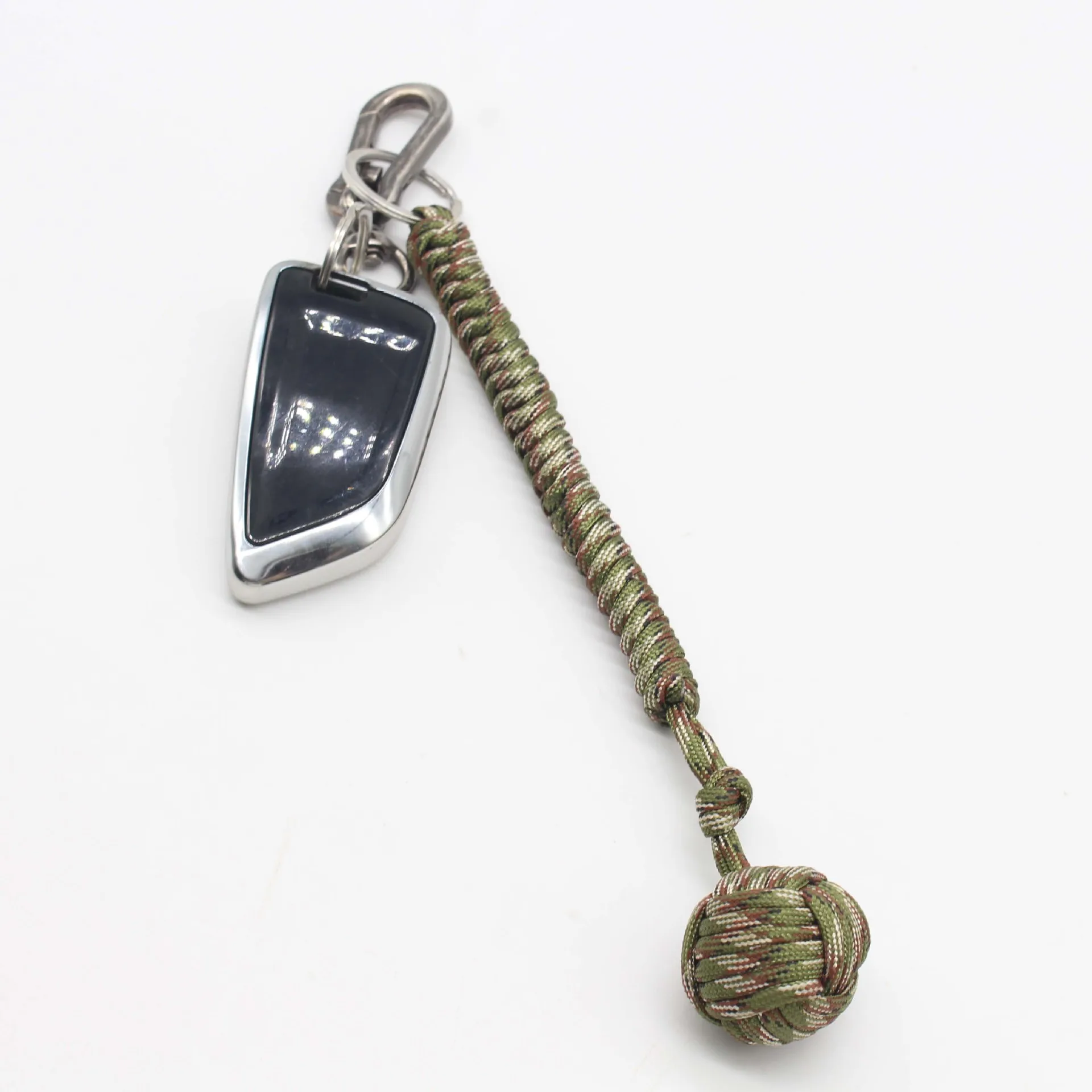 Custom Wholesale Survival Braided Knot Ball Custom Braided Lanyard Ball Monkey Fist Paracord Keychain With Key Ring