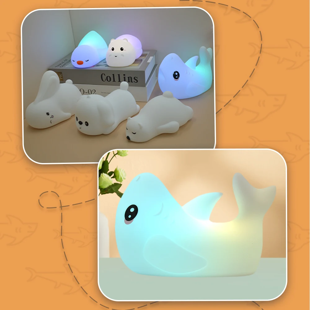 Table Decor Cute LED Pat Lamp Rechargeable Silicone Squishy Toy Lights Dimmable Touch Baby Nursery Night Light for Kids Bedroom