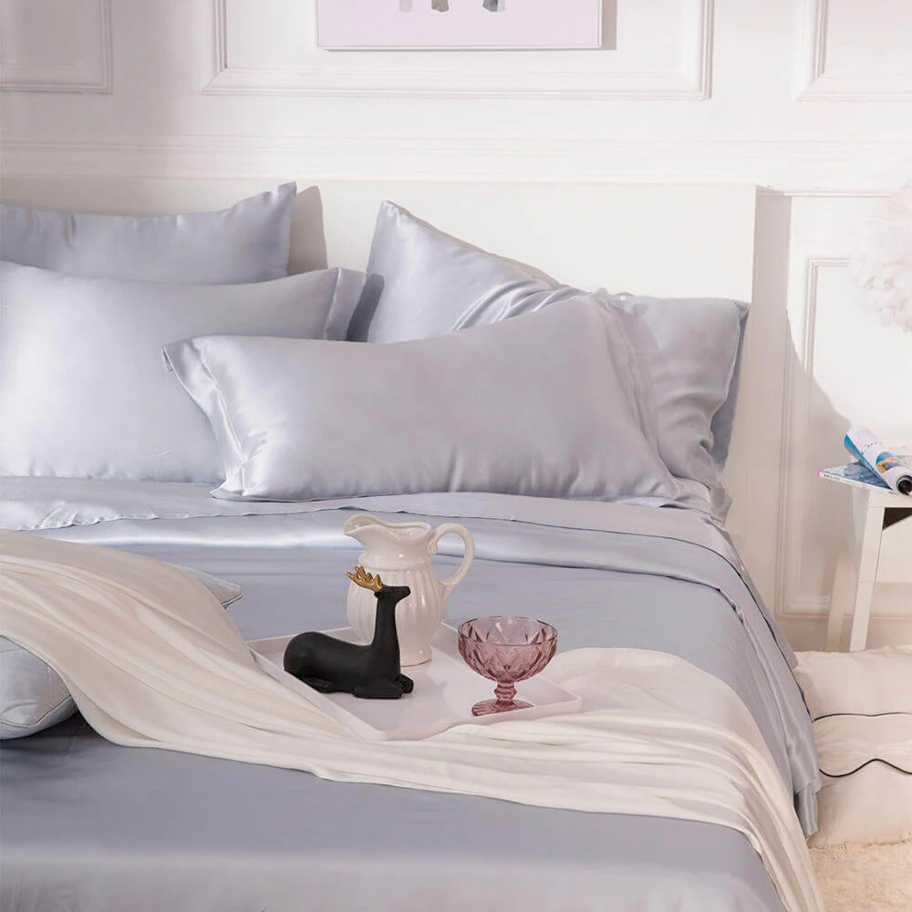 Luxury 100% Silk Bedding Pure Mulberry Silk Duvet Cover Set, Silk Sheets, Oeko-Tex Qualified