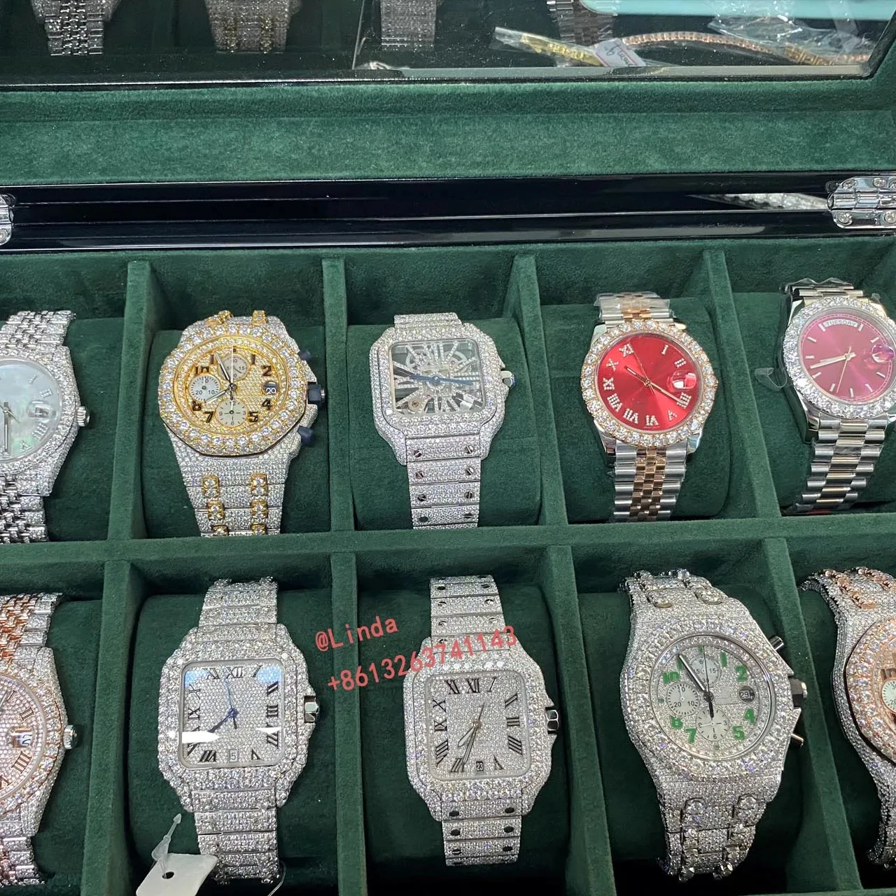 Luxury Bust Down Hiphop Watch Ice VVS Moissanite  Mechanical Watch Pass Diamond Tester Men Women Fashion Watches