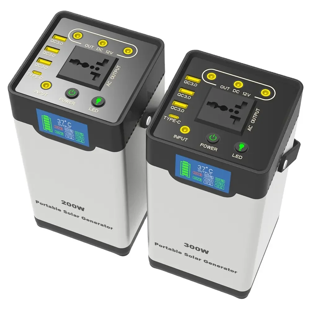Portable 300W Pure Sine Wave Power Station Rechargeable Outdoor Camping Emergency Supply with LED Lighting