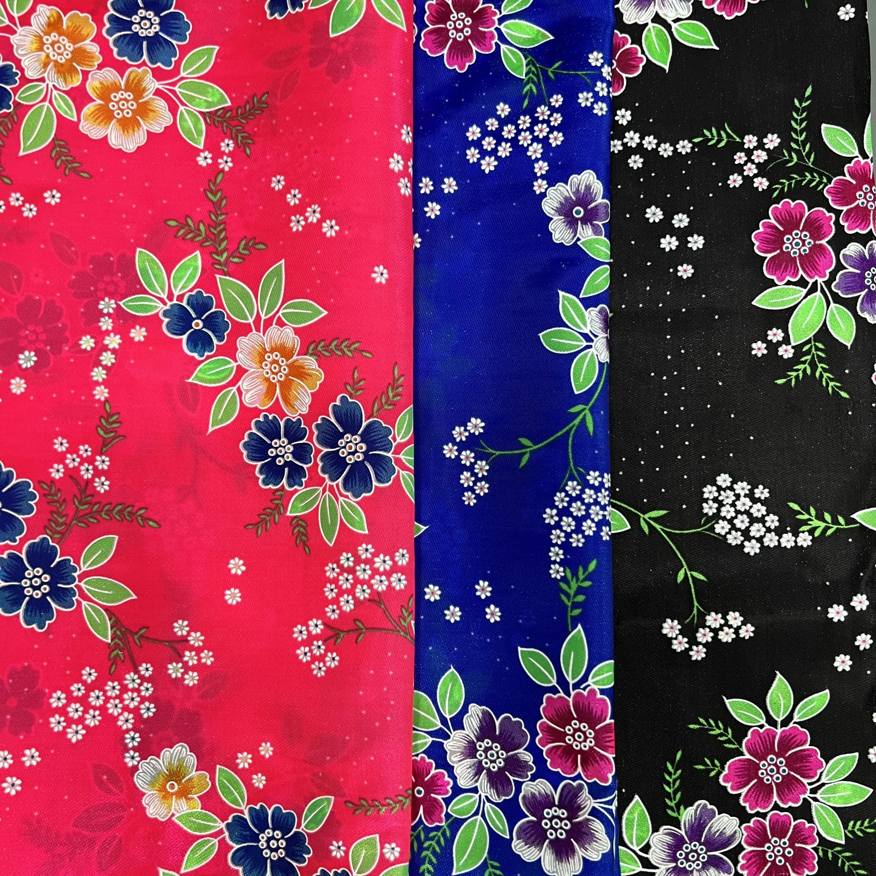 Светло-голубая атласная ткань с золотой нитью, 100% нейлон, японский атлас с цветочным принтом