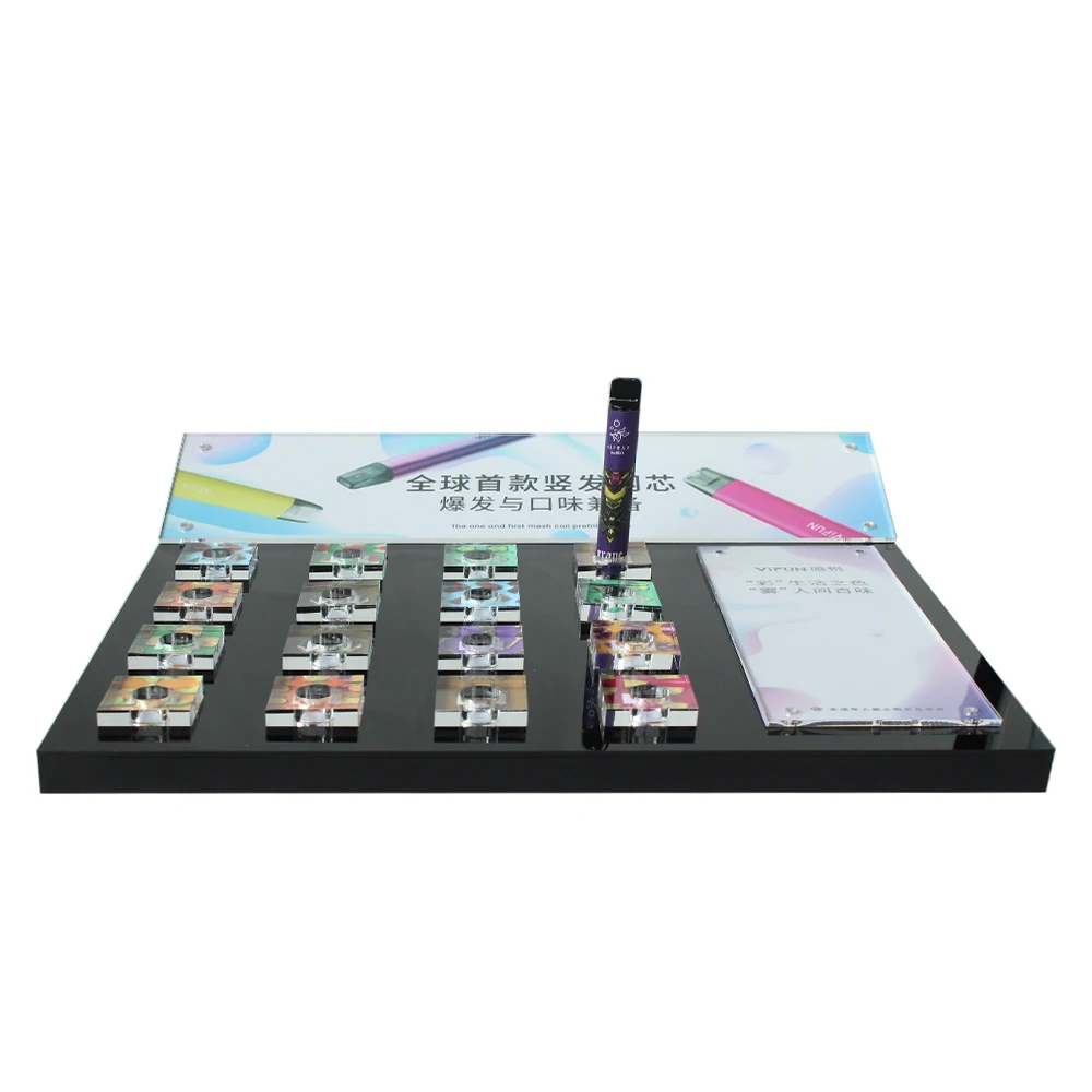 Customized type Acrylic E-cigarette vaporizers display LED tobacco e cigarette case display stand