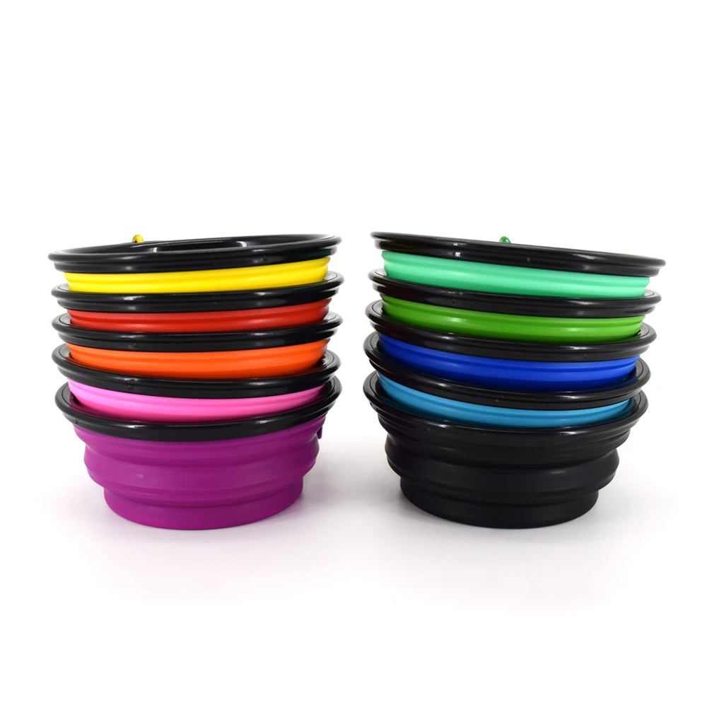  Travel Camping Hiking Walking Dog Dish Bowl Collapsible Pet with Carabiner