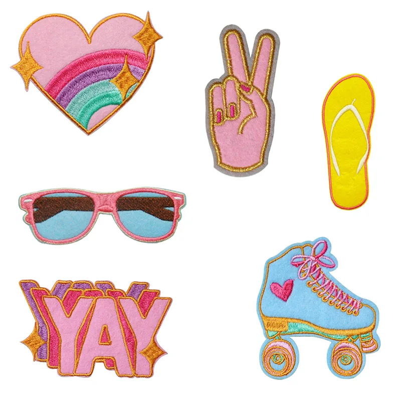 EMBROIDERY FELT  HEART SHOE YAH HAND SUNGLASS IRON ON PATCHES