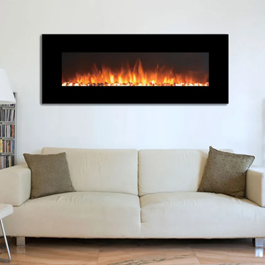 Настенная вставка для камина, широкий экран, светодиодная лампа, меняющая цвет, с ручными ключами и пультом дистанционного управления