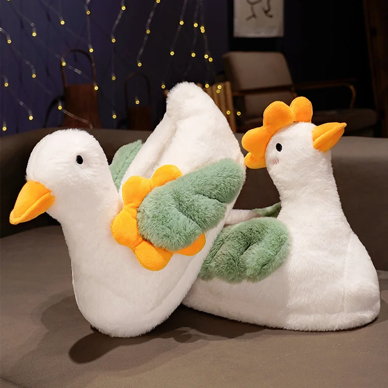 Custom Duck Plush Slippers Warm Winter Slippers Logo CE Mhl 7 Days Winter Slides Unisex for Women Customized Non-slip Soft Plush