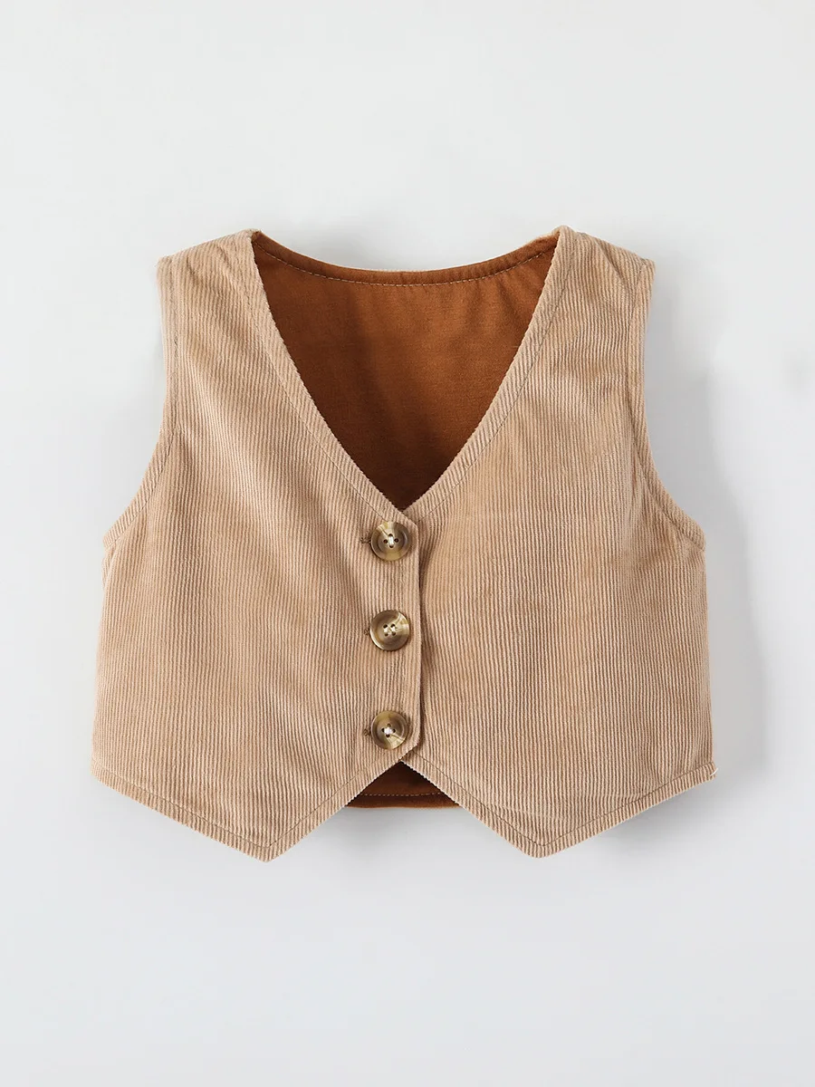 2024 Spring Autumn British Style First Year Old Clothes Suit Children Boy Clothing Set Breathable Three-Piece Corduroy Plaid Set