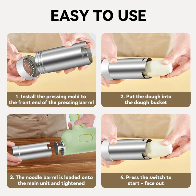 Portable Pasta Maker Compact Electric Rechargeable Noodle Machine for Fresh Spaghetti Ramen Pasta for Home and Outdoor Camping