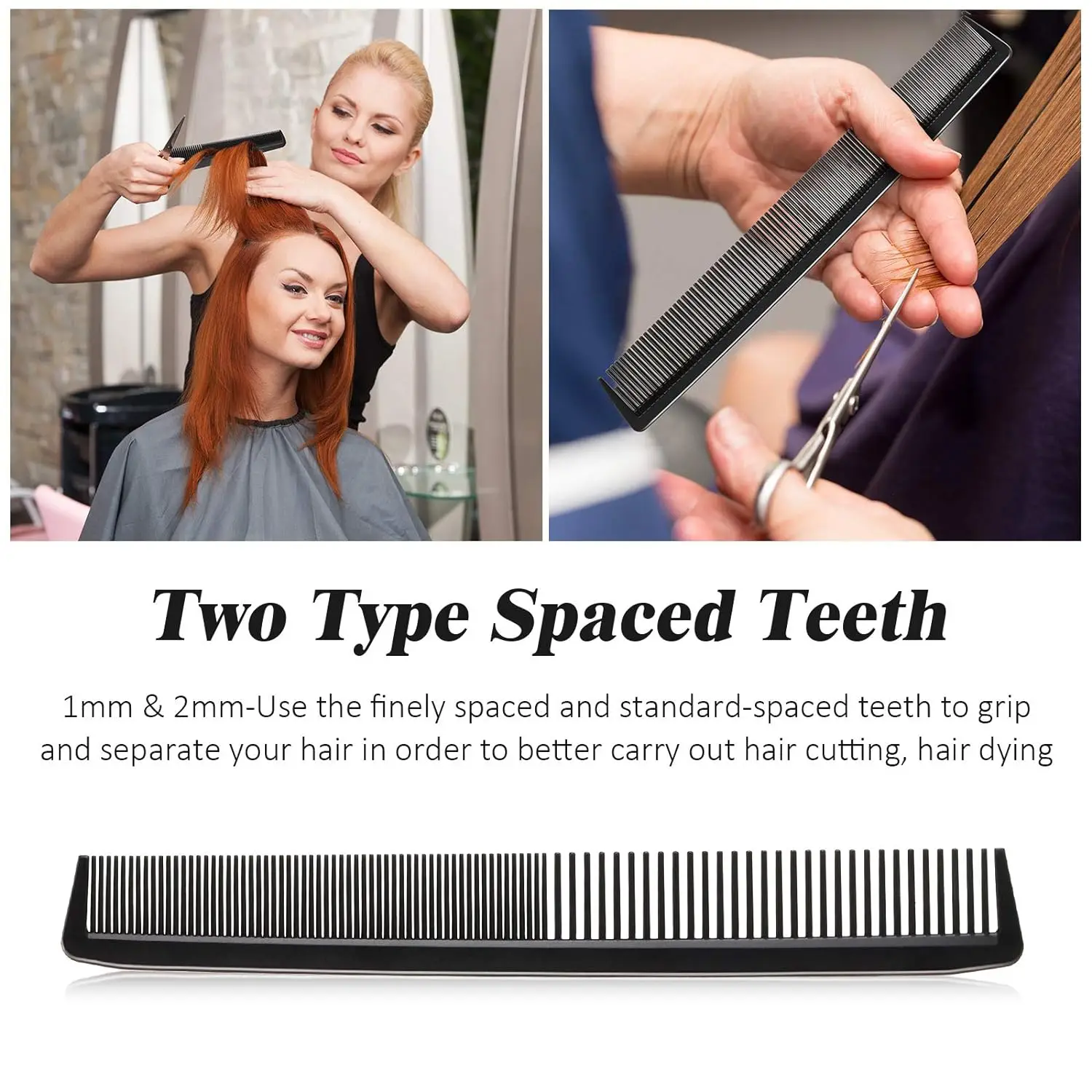 Professional Heat Resistant Salon Black Metal Pin Tail Antistatic Comb Hard Carbon Cutting Comb Hair Trimmer