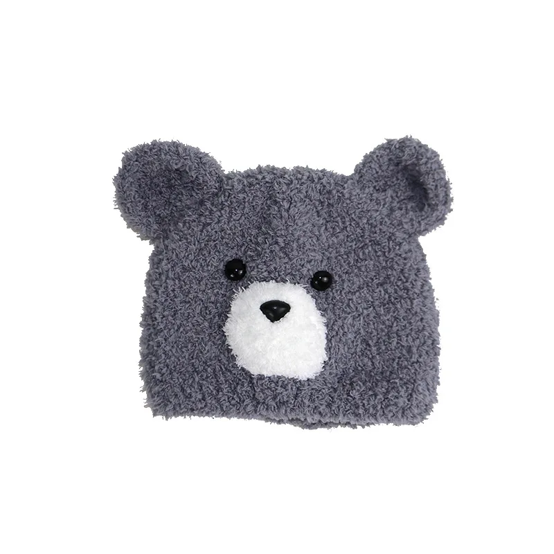 High Quality Crochet Children Winter Beanie Hat Bear Baby Handmade Snow Hats