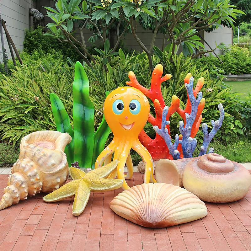 Life size sea creature resin marine life fish statue fiberglass sea animal figure for carnival ocean party decorations