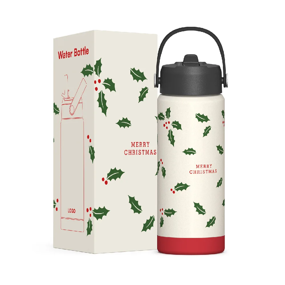 Christmas gifts Eco friendly products 2025  double wall design stainless steel insulated thermos with handle lid