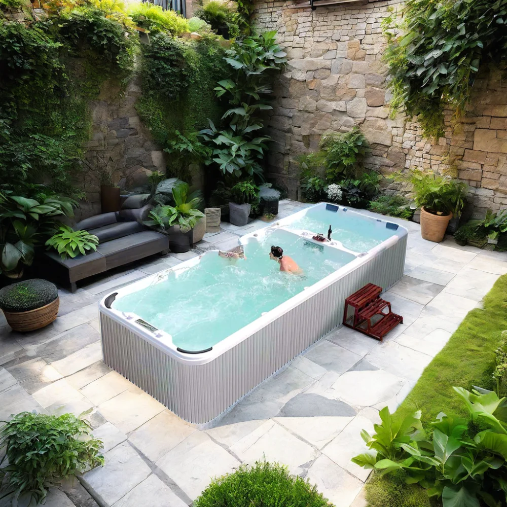 Balboa Outdoor Swim Spa 6M Small Ground Swimming Pool with Waterfall Feature for Outdoor Leisure