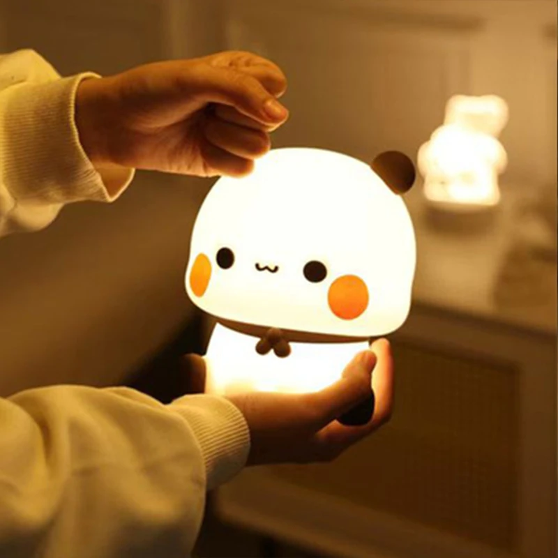 Kawaii Yier Bubu panda светодиодный ночник милый светильник с животными мультяшный медведь силиконовый для детей прикроватная Спальня Декорация