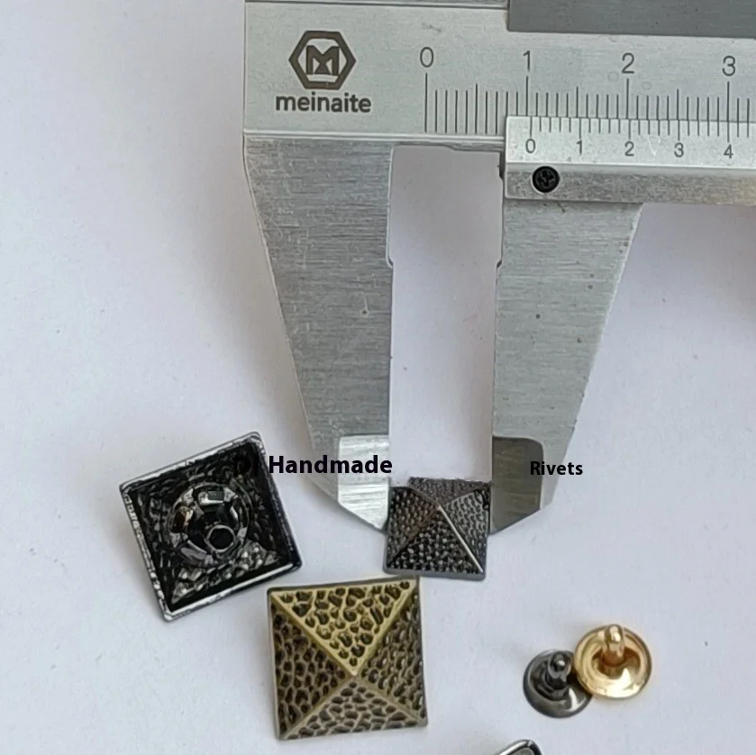 Pyramid Square Concave Dot Nail Rivets 8mm Head Plating Jeans Matching Clothing Shoes Hats Leather Goods Packaging Accessories