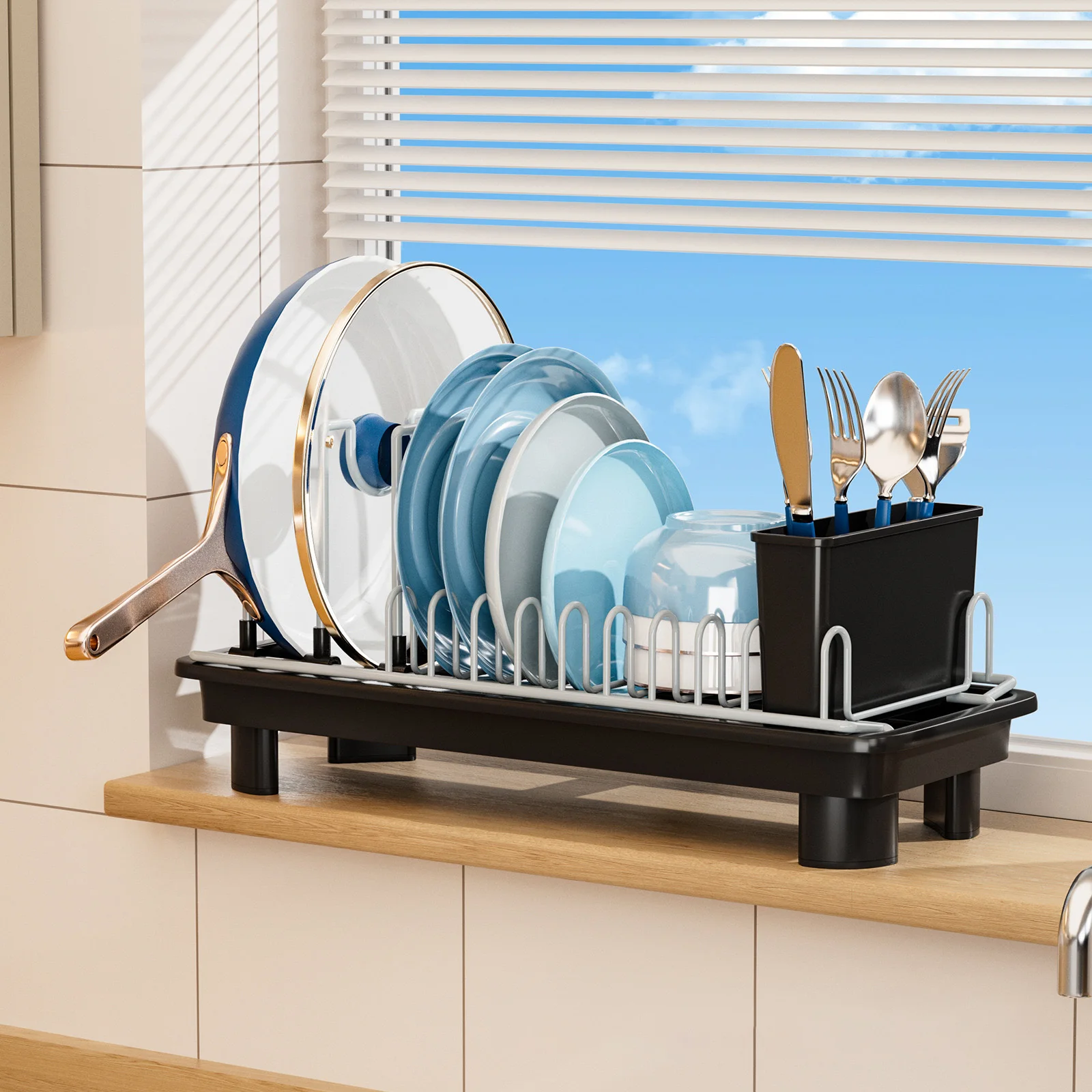 Multifunctional Kitchen Dish Rack Narrow Style Iron Storage Cabinet Pot Cover Cutting Board Inner Pot Rack Office Bathroom Use