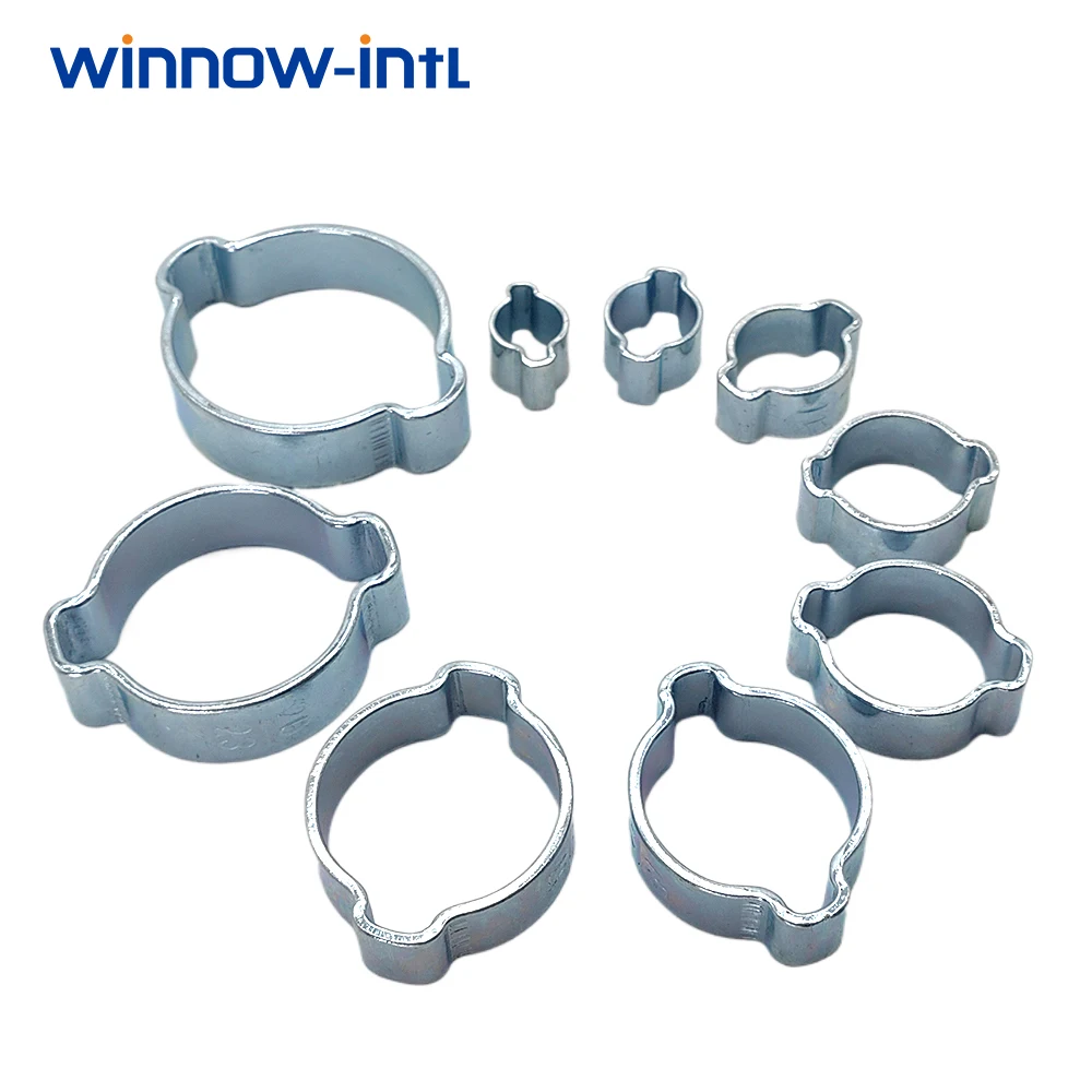 Double Ear Hose Clamp Two Ears Hose Clip Manufacturers Standard Metric 2-ear Small Diameter Pincers Clamps 0.2-1.8 Inch