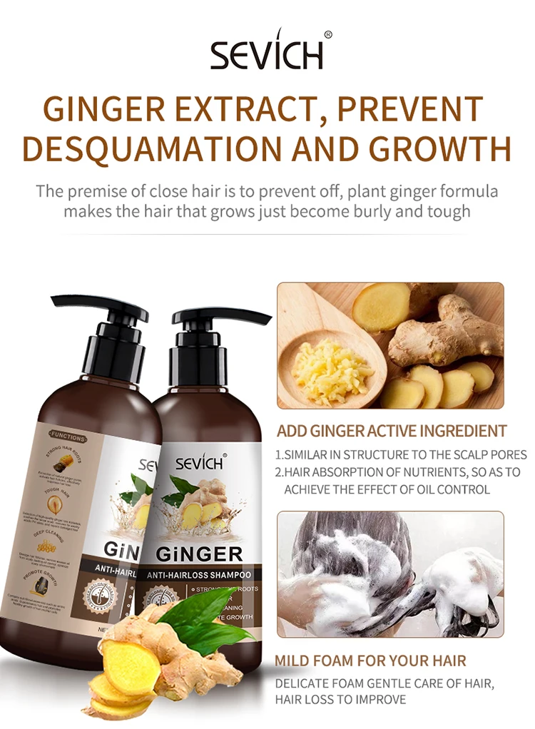 SEVICH ginger anti hair loss regrowth hair treatment shampoo