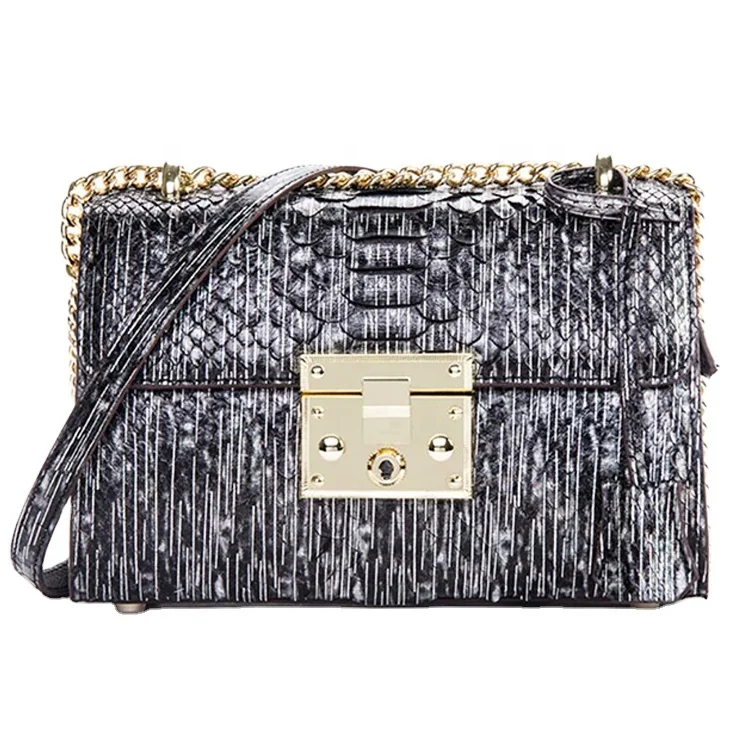 Luxury lady fashion exotic high quality designer style real python skin leather shoulder bag