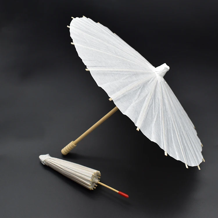 DIY handmade blank wooden handle paper parasol white paper umbrellas for wedding