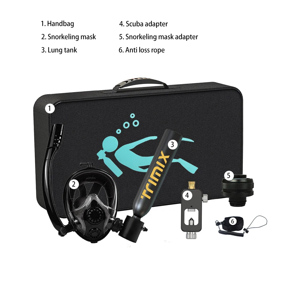 Trimix Lung Tank With Snorkeling Mask 0.5l High Oxygen Cylinder For Diving Mini Scuba Tank Black Green Yellow Diving Breathing