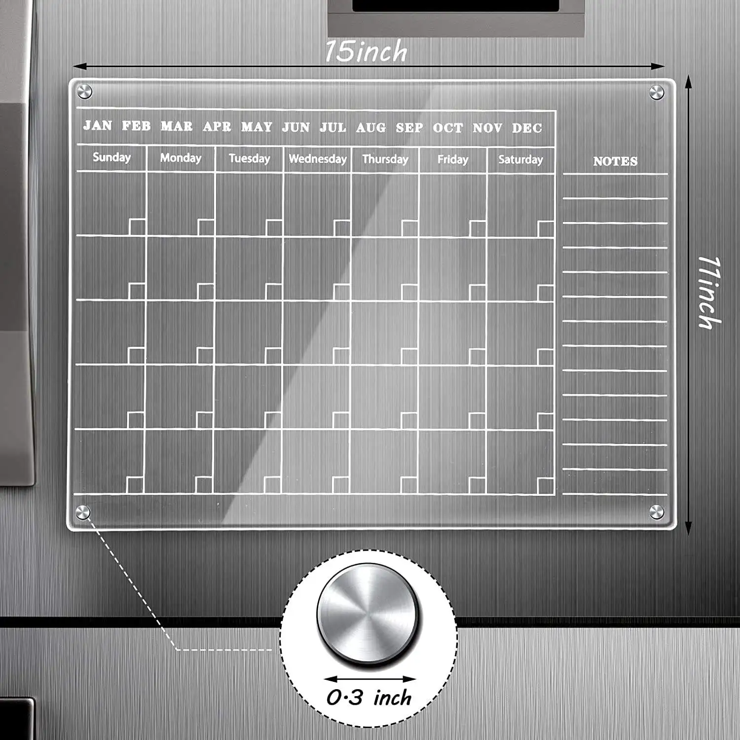 Magnetic Dry Erase Calendar Board Clear Acrylic Whiteboard 17\