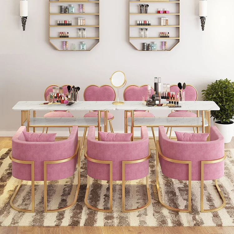 Modern Style Cheap Beauty Salon marble table Manicure chair Nail Tables metal chair hair salon With Fan Nail Tables