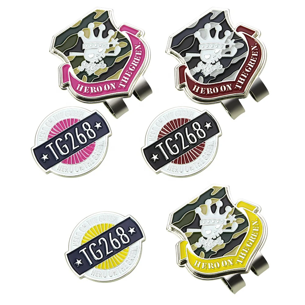 Custom cheap ball marker metal magnetic hat clips/ golf hat clips, golf gift set
