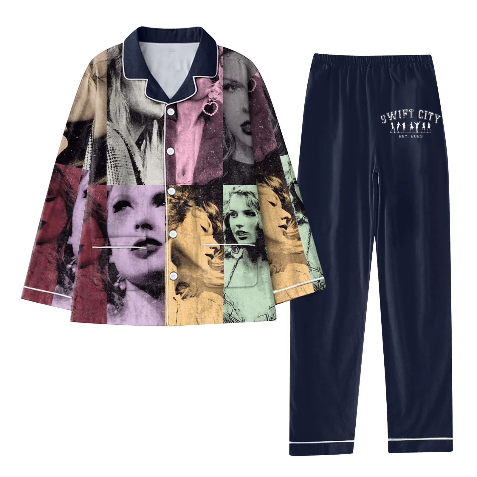 Women taylors swift Custom Summer Woman Luxury P Cami Shirt Button Short 2 piece Silk Satin Sleepwear Pajamas Sets For Women